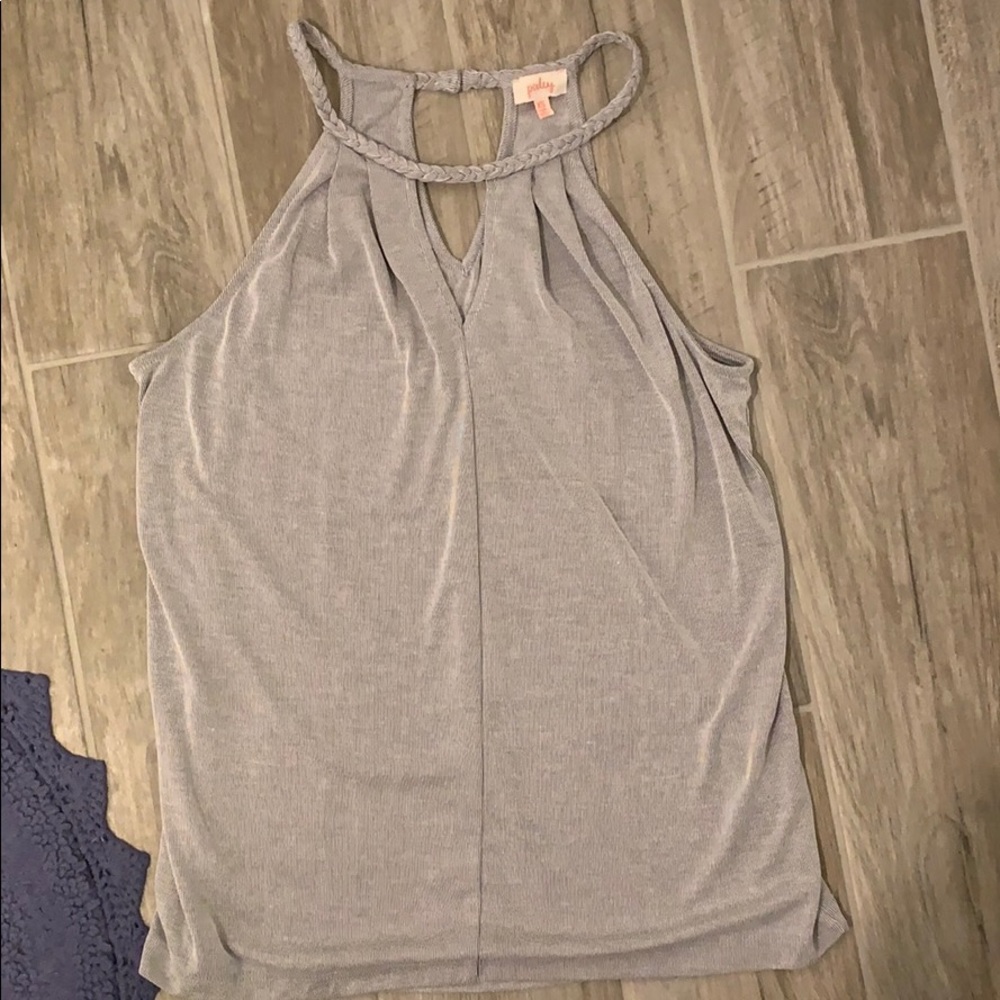 Grey and white striped top